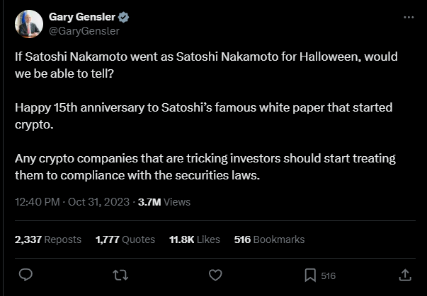 Gary Gensler, Satoshi Nakamoto and the Bitcoin Loophole